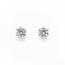 【Ear Jewelry】K10 ホワイトゴールド キュービックジルコニア ピアス（M）