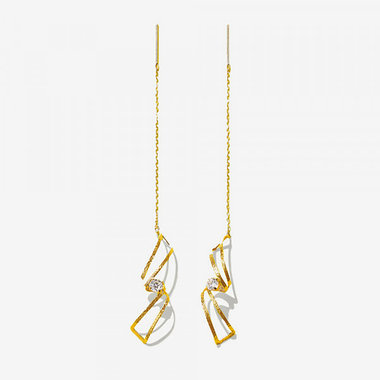 【Ear Jewelry】K10 イエローゴールド キュービックジルコニア アメリカン ピアス