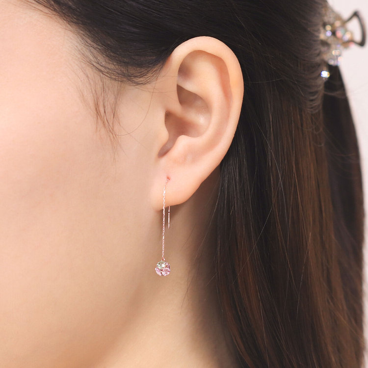 BLOOM ブルーム 【Rondelle】K10 ピンクゴールド キュービックジルコニア アメリカン ピアス（from spring） ピンクゴールド