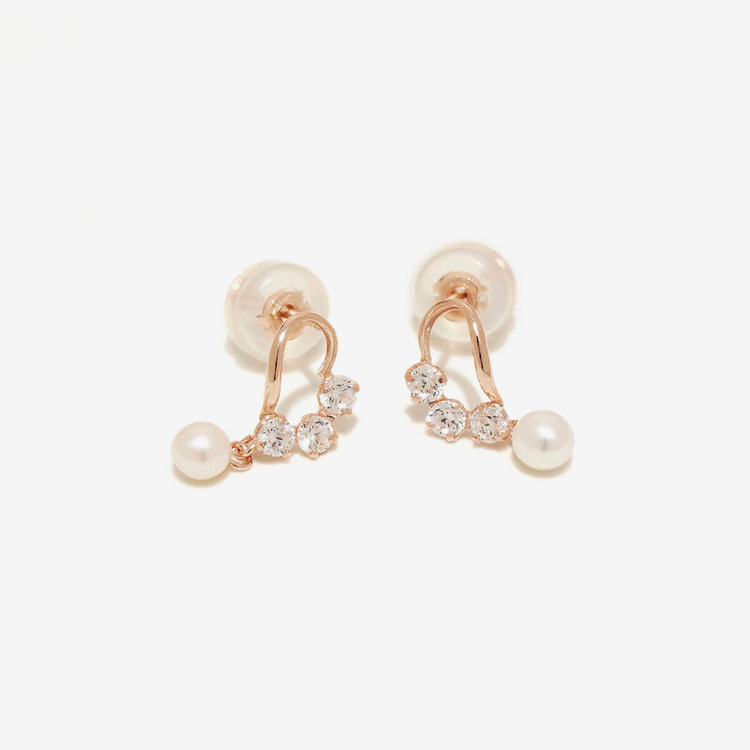 BLOOM ブルーム 6月誕生石 K10 ピンクゴールド 淡水パール ハート ピアス ピンクゴールド