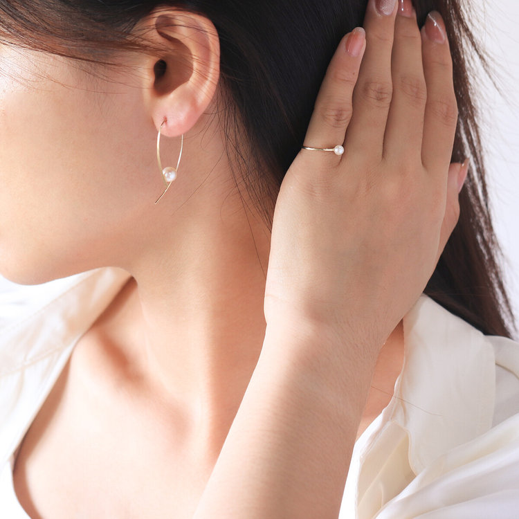 BLOOM ブルーム 6月誕生石 K10 イエローゴールド あこや真珠 ピアス イエローゴールド