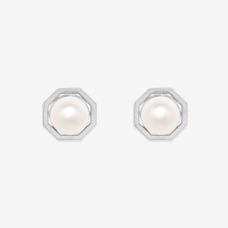 BLOOM ブルーム 6月誕生石 K10 ホワイトゴールド あこや真珠 ピアス ホワイトゴールド