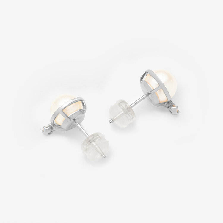 BLOOM ブルーム 6月誕生石 K10 ホワイトゴールド あこや真珠 ピアス ホワイトゴールド