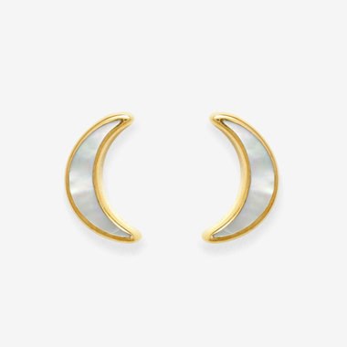 K10 イエローゴールド シェル ムーン ピアス