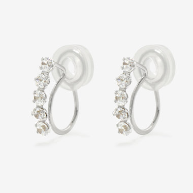 【Ear Jewelry】K10 ホワイトゴールド キュービックジルコニア イヤリング