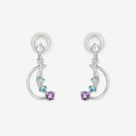 【Ear Jewelry】12月誕生石 K10 ホワイトゴールド タンザナイト ムーン イヤリング