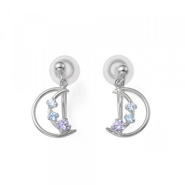 【Ear Jewelry】12月誕生石 K10 ホワイトゴールド タンザナイト ムーン イヤリング