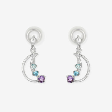 【Ear Jewelry】12月誕生石 K10 ホワイトゴールド タンザナイト ムーン イヤリング
