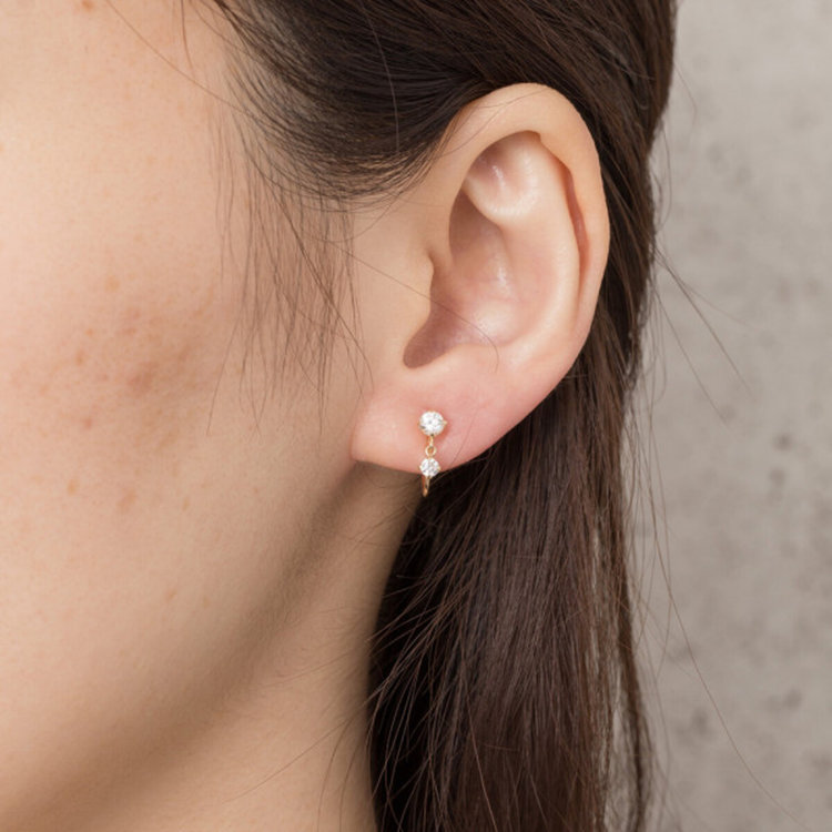 BLOOM ブルーム 【Ear Jewelry】K10 イエローゴールド キュービックジルコニア イヤリング イエローゴールド