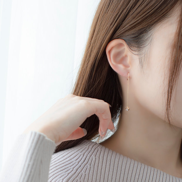 BLOOM ブルーム 【2025ウインターコレクション】【Rondelle】K10 イエローゴールド キュービックジルコニア イヤリング イエローゴールド