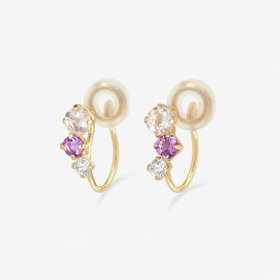 【Ear Jewelry】K10 イエローゴールド ローズクォーツ イヤリング
