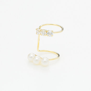 【WEB限定】6月誕生石 K10 イエローゴールド 淡水パール イヤーカフ ※片耳用