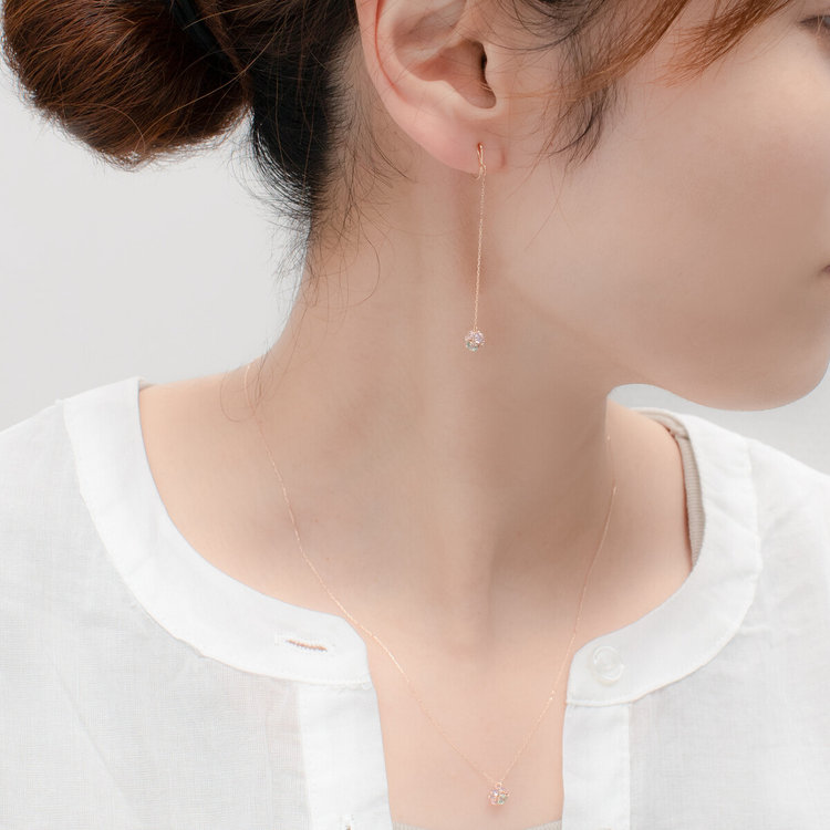 BLOOM ブルーム 【Rondelle】K10 ピンクゴールド キュービックジルコニア イヤリング（from spring） ピンクゴールド