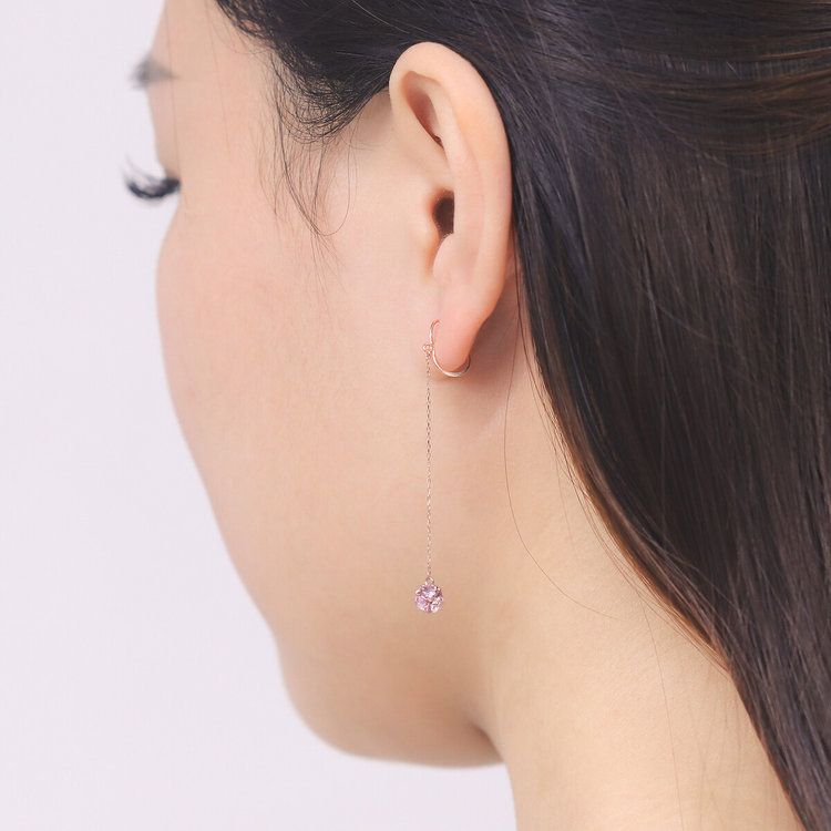 BLOOM ブルーム 【Rondelle】K10 ピンクゴールド キュービックジルコニア イヤリング（full bloom） ピンクゴールド