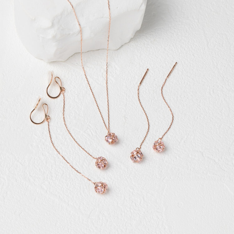 BLOOM ブルーム 【Rondelle】K10 ピンクゴールド キュービックジルコニア イヤリング（full bloom） ピンクゴールド