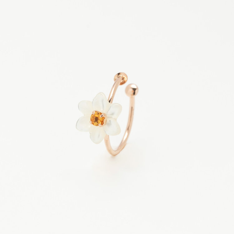 BLOOM ブルーム 【WEB限定】【Birth Flower】1月誕生花 K10 ピンクゴールド スイセン イヤーカフ ※片耳用 ピンクゴールド