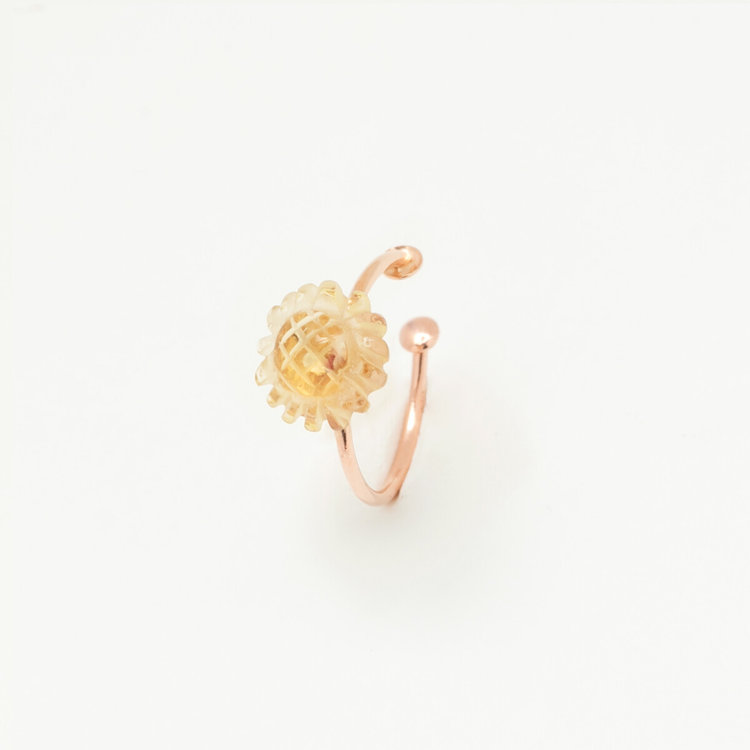 BLOOM K10 ヒマワリピアス Birth Flower】8月誕生花 K10 ピンクゴールド ヒマワリ ピアス