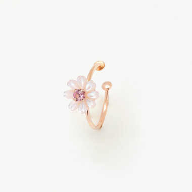 【WEB限定】【Birth Flower】10月誕生花 K10 ピンクゴールド コスモス イヤーカフ ※片耳用