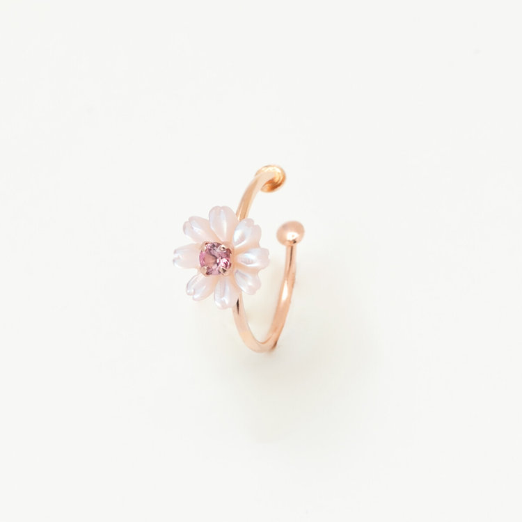 BLOOM ブルーム 【WEB限定】【Birth Flower】10月誕生花 K10 ピンクゴールド コスモス イヤーカフ ※片耳用 ピンクゴールド
