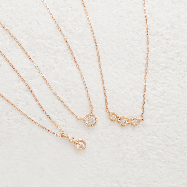 BLOOM ブルーム 【GLOW】K10 ピンクゴールド ダイヤモンド ネックレス ピンクゴールド