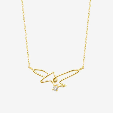 K10 イエローゴールド ダイヤモンド プテラノドン ネックレス