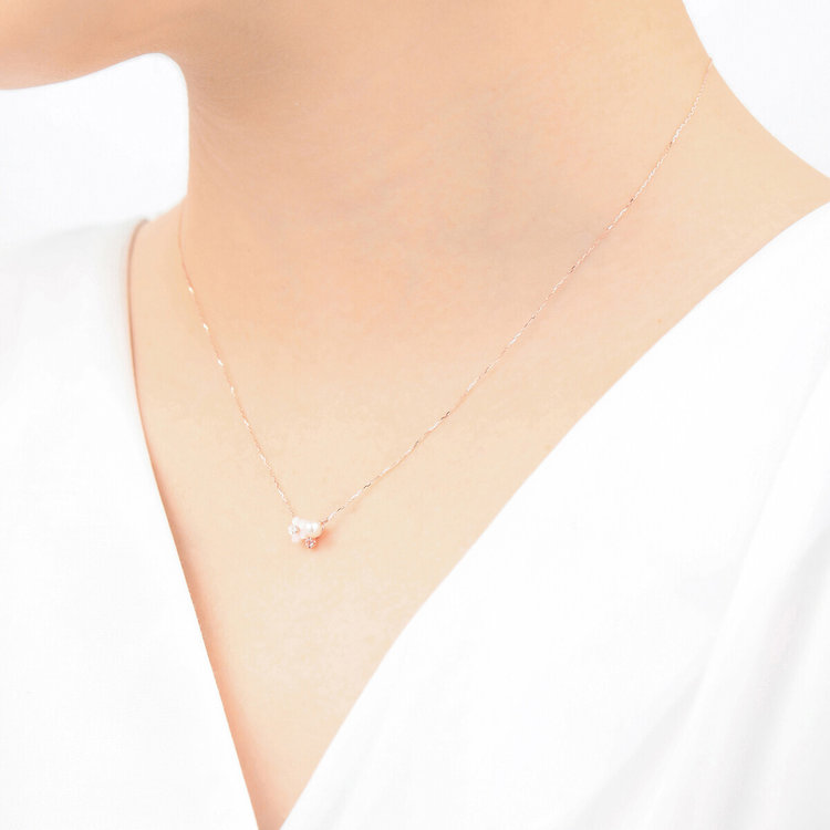 BLOOM ブルーム 【Birth Flower】4月誕生花 K10 ピンクゴールド サクラ ネックレス ピンクゴールド