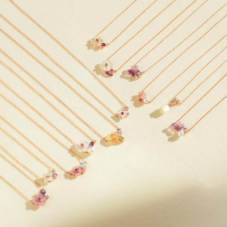 BLOOM ブルーム 【Birth Flower】4月誕生花 K10 ピンクゴールド サクラ ネックレス ピンクゴールド