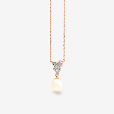 【Birth Flower】5月誕生花 K10 ピンクゴールド スズラン ネックレス