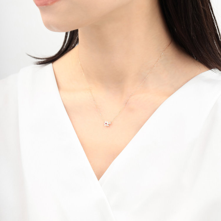 BLOOM ブルーム 【Birth Flower】7月誕生花 K10 ピンクゴールド ユリ ネックレス ピンクゴールド