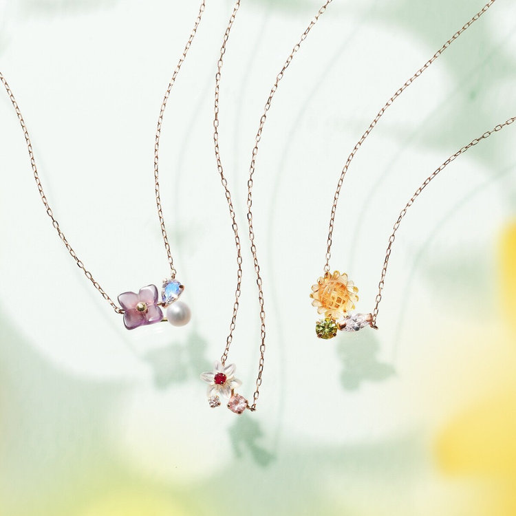 BLOOM ブルーム 【Birth Flower】7月誕生花 K10 ピンクゴールド ユリ ネックレス ピンクゴールド