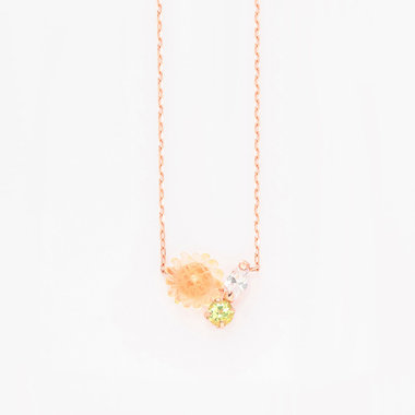 【Birth Flower】8月誕生花 K10 ピンクゴールド ヒマワリ ネックレス