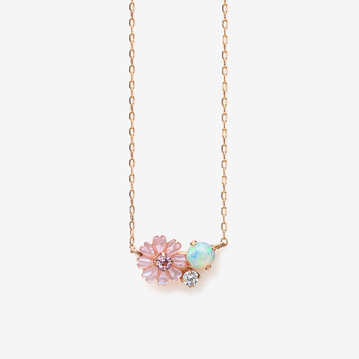 Birth Flower】11月誕生花 K10 ピンクゴールド ブバリア ネックレス