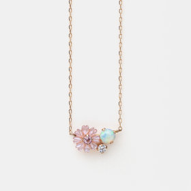 【Birth Flower】10月誕生花 K10 ピンクゴールド コスモス ネックレス