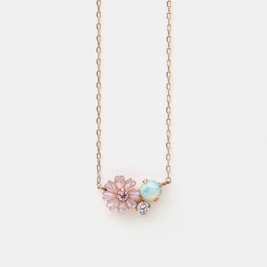 【Birth Flower】10月誕生花 K10 ピンクゴールド コスモス ネックレス
