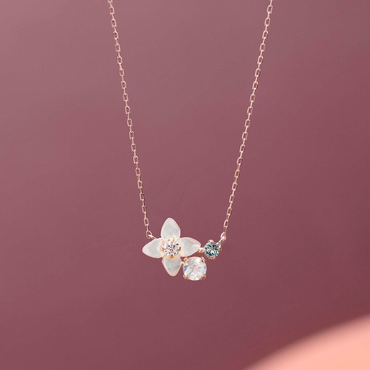 BLOOM ブルーム 【Birth Flower】11月誕生花 K10 ピンクゴールド ブバリア ネックレス ピンクゴールド