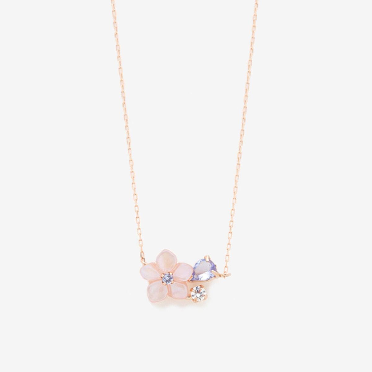 【桃色の雲】✳︎SALE✳︎マトリックスオパールネックレストップ Birth Flower】7月誕生花 K10 ピンクゴールド ユリ ネックレス（0351