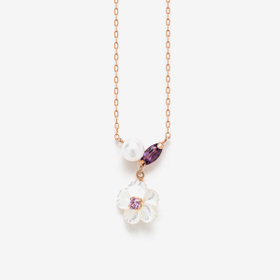 【Birth Flower】【美人百花掲載】9月誕生花 K10 ピンクゴールド ナデシコ ネックレス