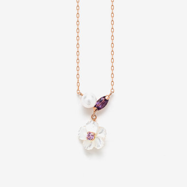 【Birth Flower】【美人百花掲載】9月誕生花 K10 ピンクゴールド ナデシコ ネックレス