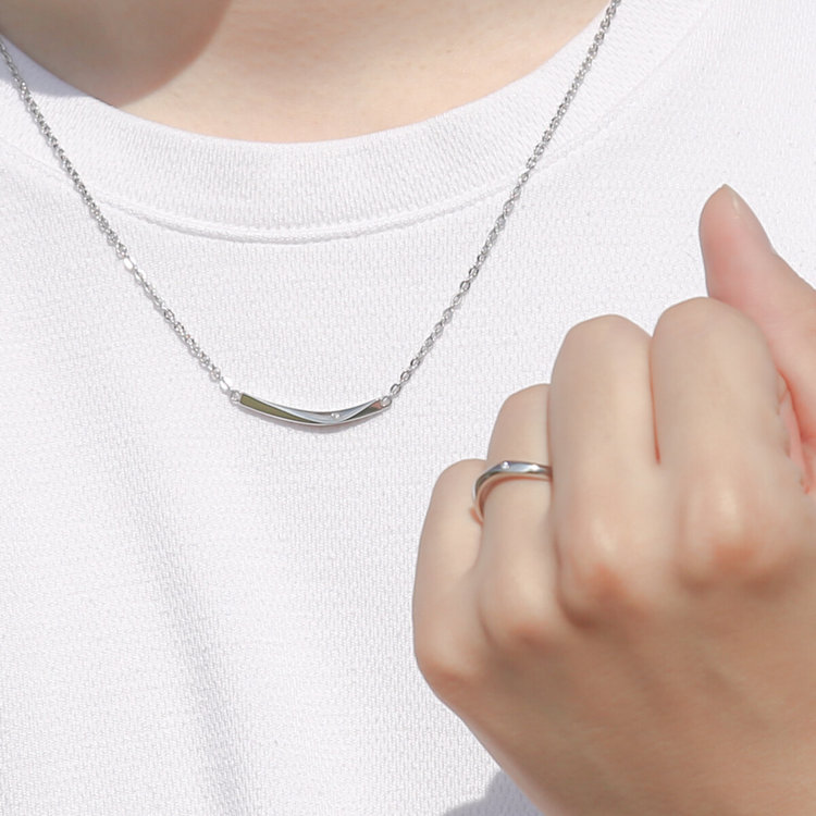 BLOOM ブルーム 【Link（つながり）】ステンレス ダイヤモンド ペアネックレス（メンズ） シルバー