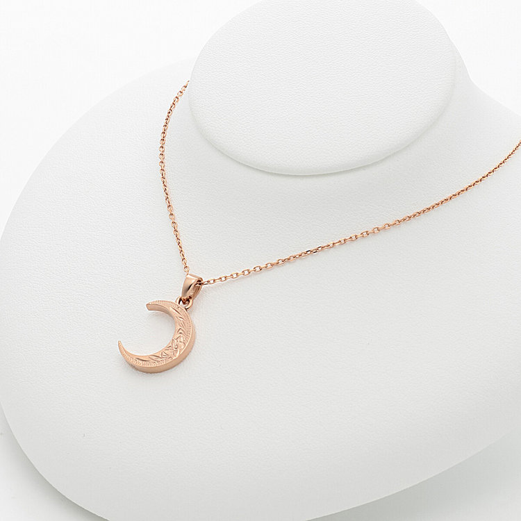 BLOOM ブルーム 【Link（つながり）】ステンレス ムーン ペアネックレス（レディース）（サージカルステンレス 316L） ピンク