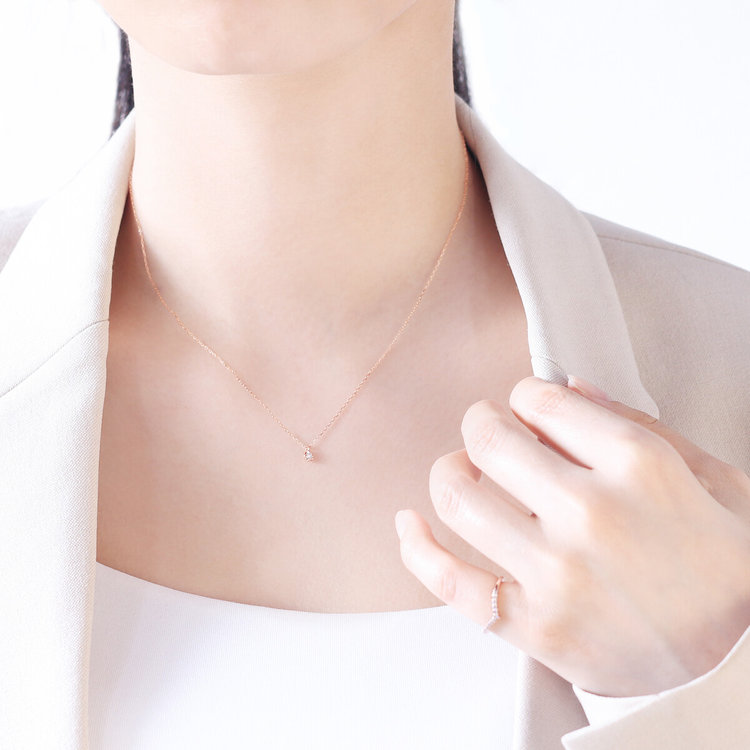 BLOOM ブルーム 【GLOW】K10 ピンクゴールド ダイヤモンド ネックレス（0.05ct） ピンクゴールド