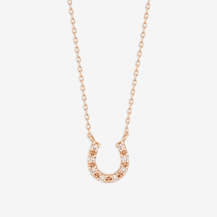 GLOW】K10 ピンクゴールド ダイヤモンド 馬蹄 ネックレス（0442-6818