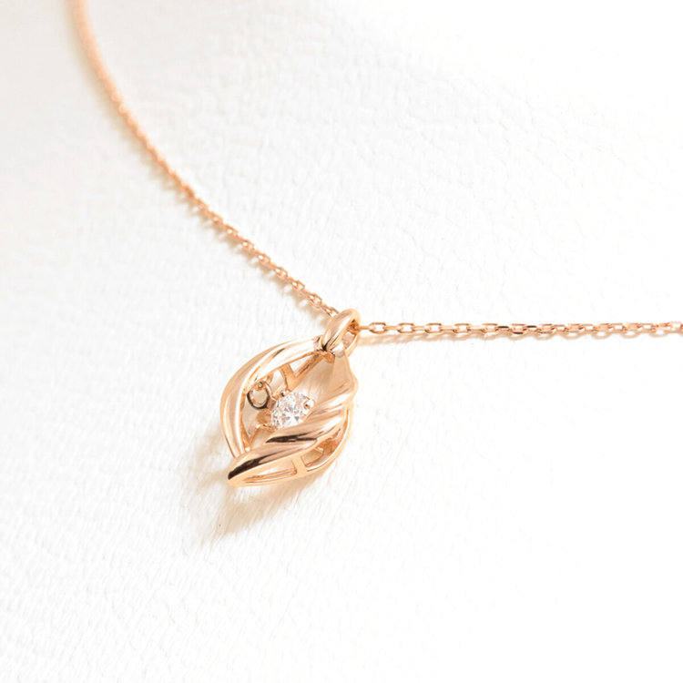 BLOOM ブルーム 【ダンシングストーン】K10 ピンクゴールド ダイヤモンド ネックレス<H&C証明カード/スコープ付> ピンクゴールド