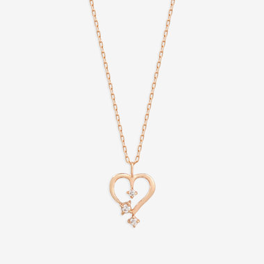 【GLOW】K10 ピンクゴールド ダイヤモンド ハート ネックレス