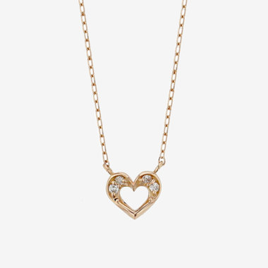K10 ピンクゴールド ダイヤモンド ハート ネックレス