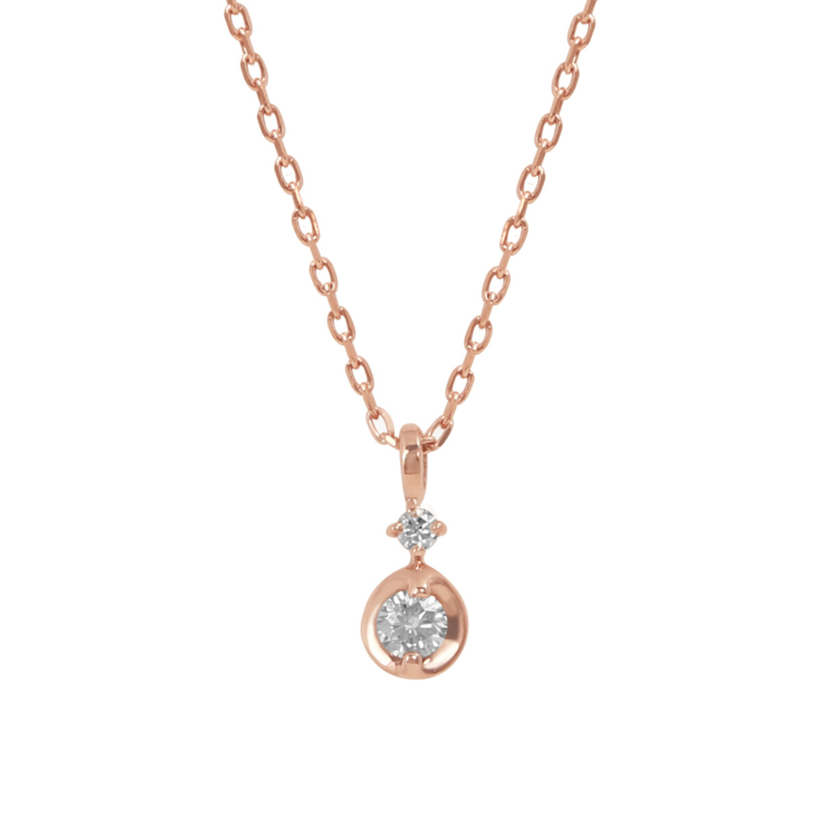 GLOW】K10 ピンクゴールド ダイヤモンド ネックレス（0.05ct