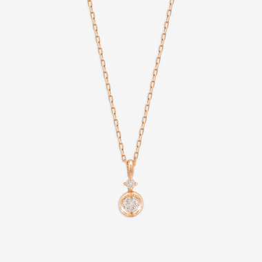 【GLOW】K10 ピンクゴールド ダイヤモンド ネックレス