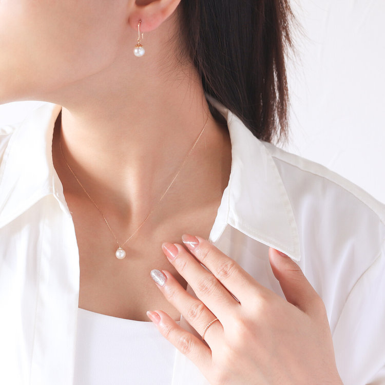 BLOOM ブルーム 【Lumen（光の単位）】6月誕生石 K10 イエローゴールド あこや真珠 ネックレス イエローゴールド