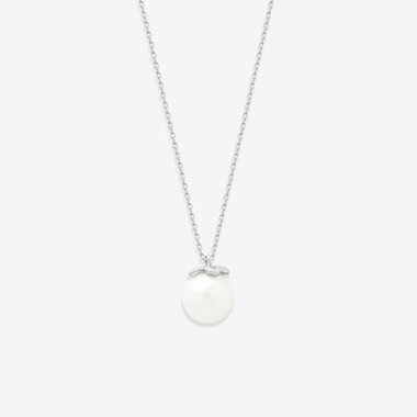 【Lumen（光の単位）】6月誕生石 K10 ホワイトゴールド あこや真珠 ネックレス