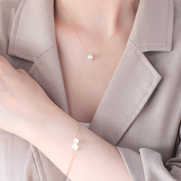 BLOOM ブルーム 【ドラマ着用】【Lumen（光の単位）】6月誕生石 K18 イエローゴールド あこや真珠 ネックレス イエローゴールド